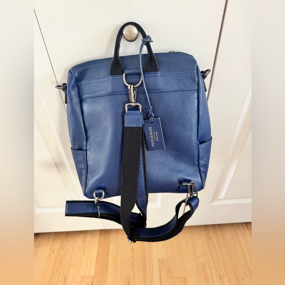 Blue Chevron Pattern Leather Bag - image 2